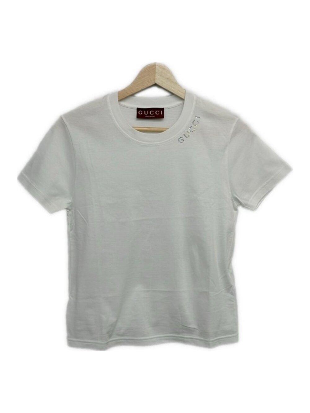 Gucci Short Sleeve T-Shirt White Crew Neck Rhinestone XS